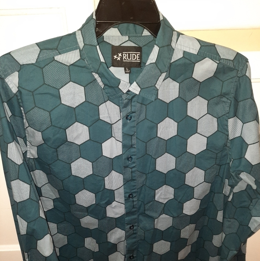 RUDE Men's Button-down Patterned Shirt - Picture 3 of 3